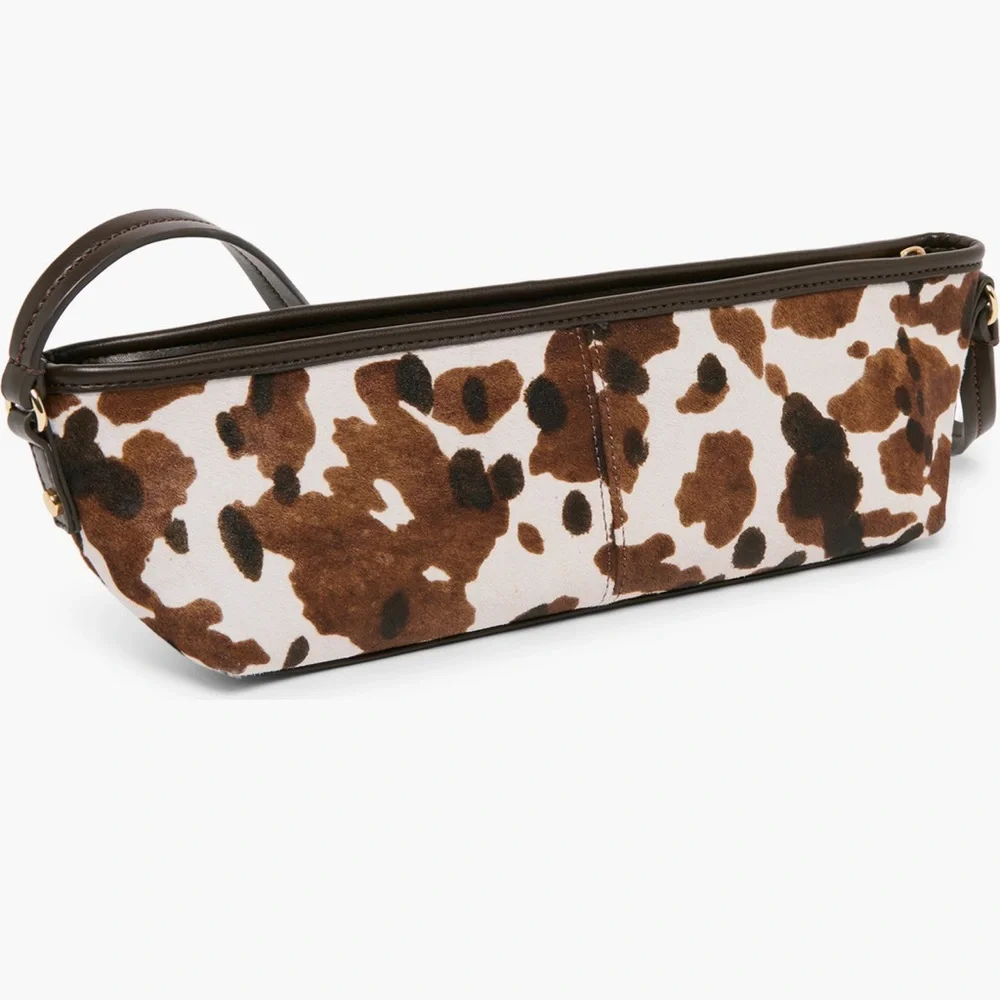 Savaii Cow Print Calf Hair Baguette Shoulder Bag NWT